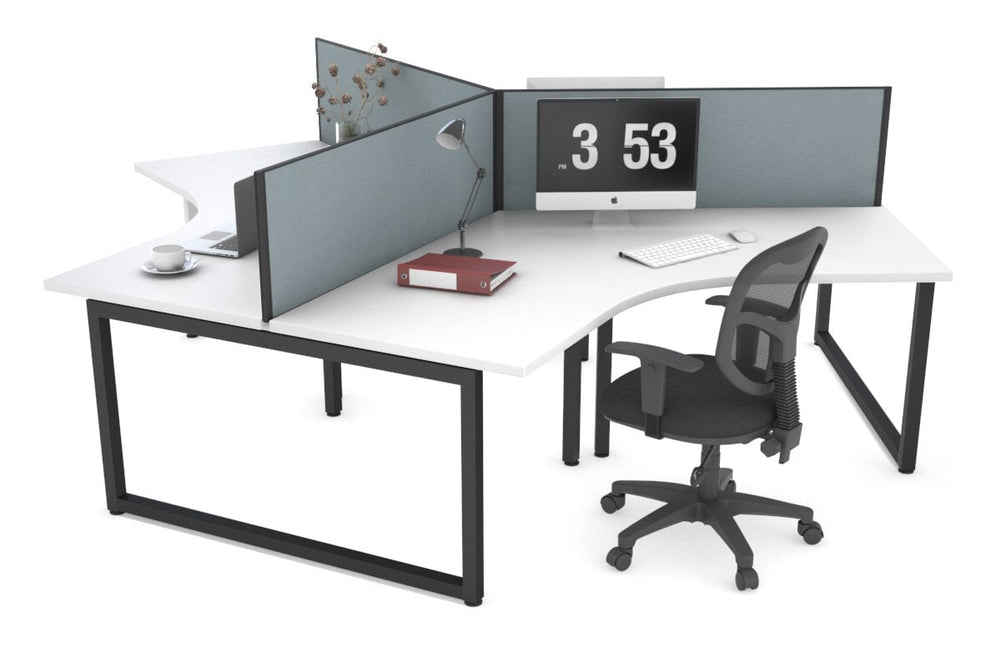 Quadro Loop Legs 3 Person 120 Degree Office Workstation-black leg cool grey (500H x 1200W) 