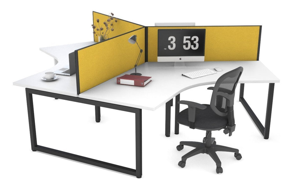 Quadro Loop Legs 3 Person 120 Degree Office Workstation-black leg mustard yellow (500H x 1200W) 