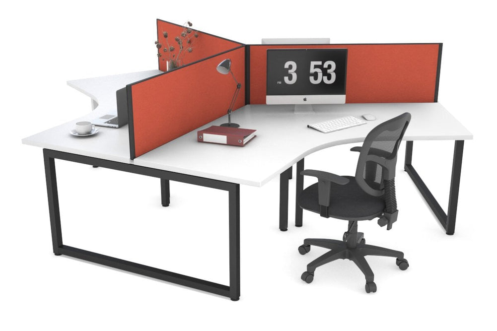Quadro Loop Legs 3 Person 120 Degree Office Workstation-black leg orange squash (500H x 1200W) 