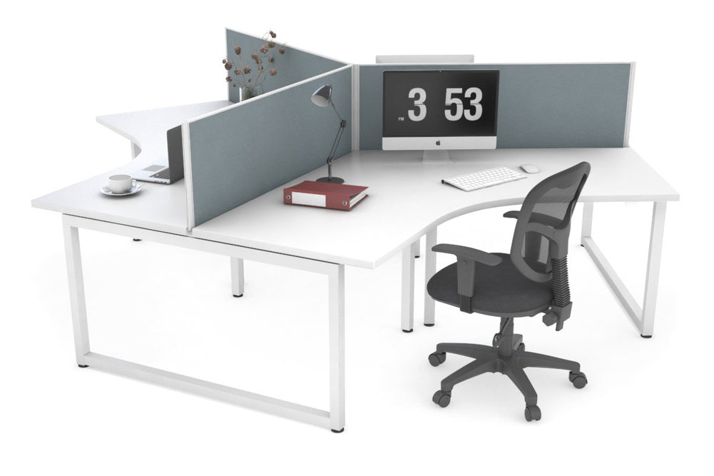Quadro Loop Legs 3 Person 120 Degree Office Workstation-white leg cool grey (500H x 1200W) 
