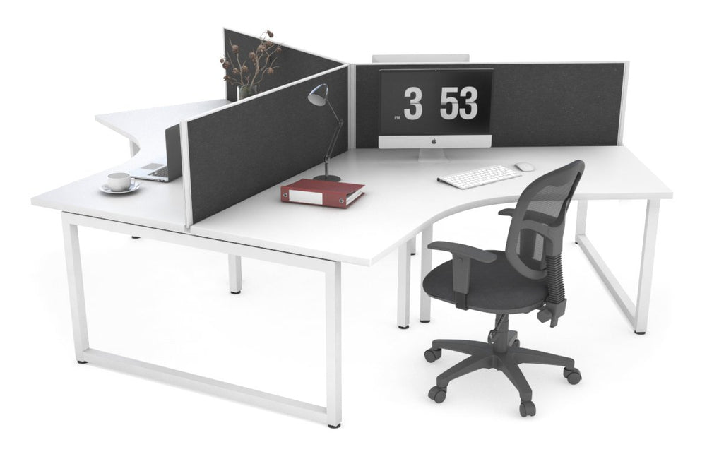 Quadro Loop Legs 3 Person 120 Degree Office Workstation-white leg moody charcoal (500H x 1200W) 
