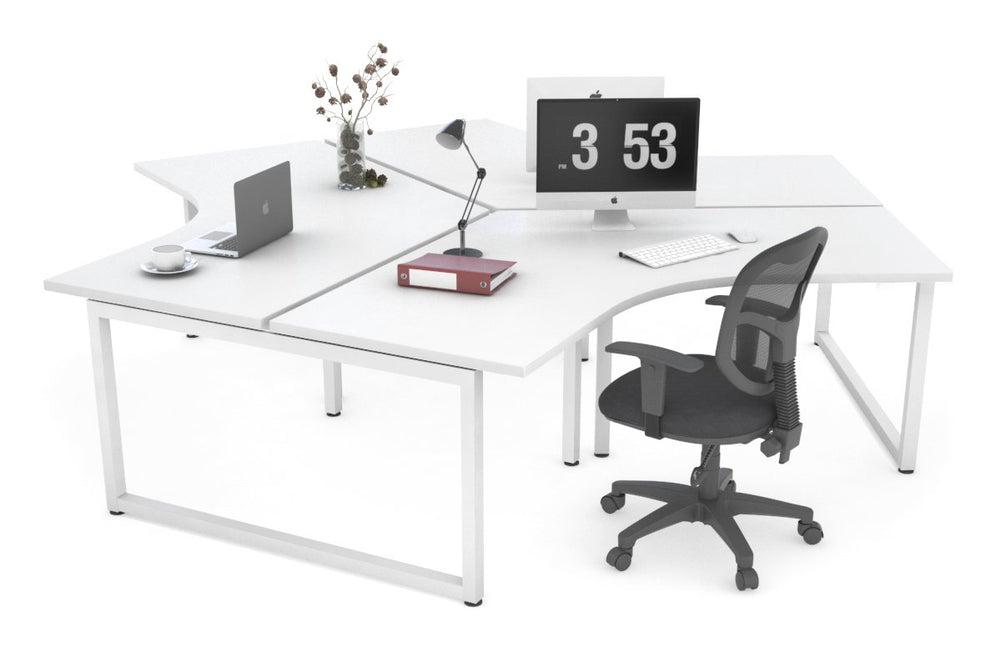Quadro Loop Legs 3 Person 120 Degree Office Workstation-white leg none 