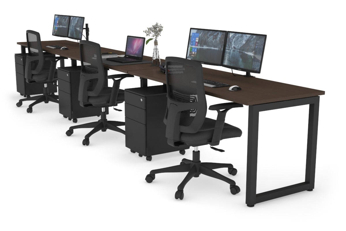 Quadro Loop Leg 3 Person Run Office Workstations [1200L x 700W] Jasonl black leg wenge 