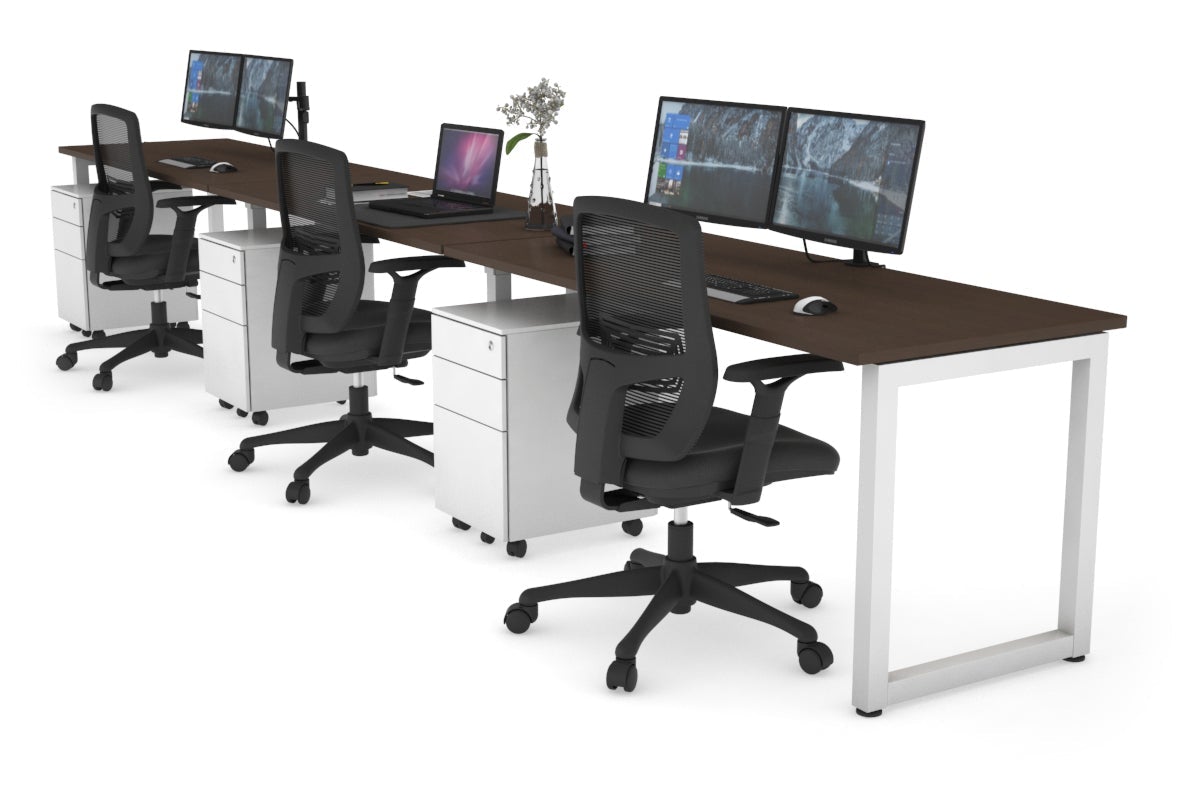 Quadro Loop Leg 3 Person Run Office Workstations [1200L x 700W] Jasonl white leg wenge 