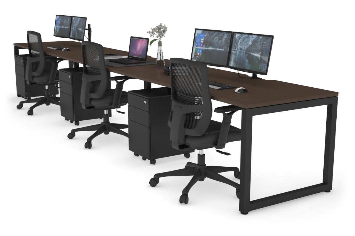 Quadro Loop Leg 3 Person Run Office Workstations [1200L x 800W with Cable Scallop] Jasonl black leg wenge 