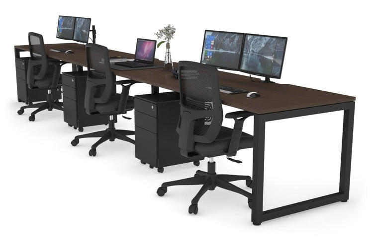 Quadro Loop Leg 3 Person Run Office Workstations [1200L x 800W with Cable Scallop] Jasonl black leg wenge 