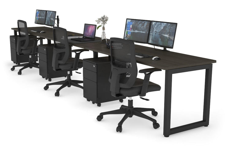 Quadro Loop Leg 3 Person Run Office Workstations [1400L x 700W] Jasonl black leg dark oak 