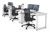  - Quadro Loop Leg 3 Person Run Office Workstations [1400L x 700W] - 1
