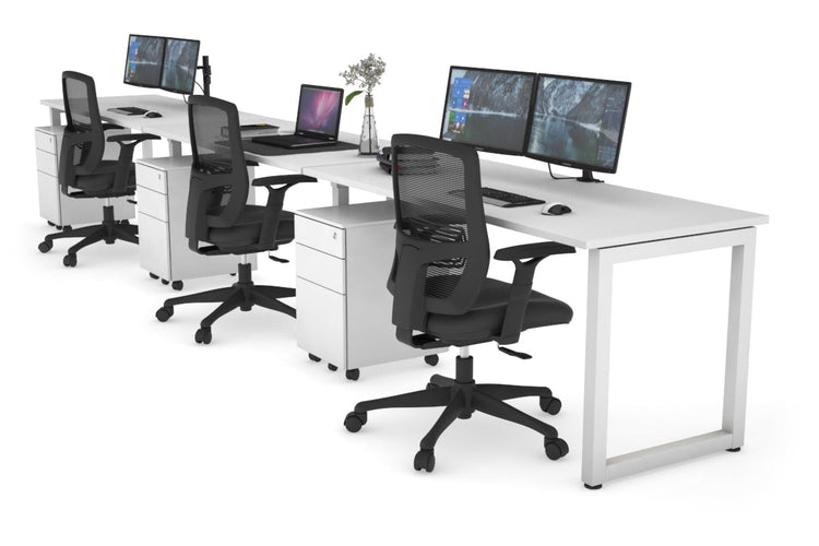 Quadro Loop Leg 3 Person Run Office Workstations [1400L x 700W] Jasonl white leg white 