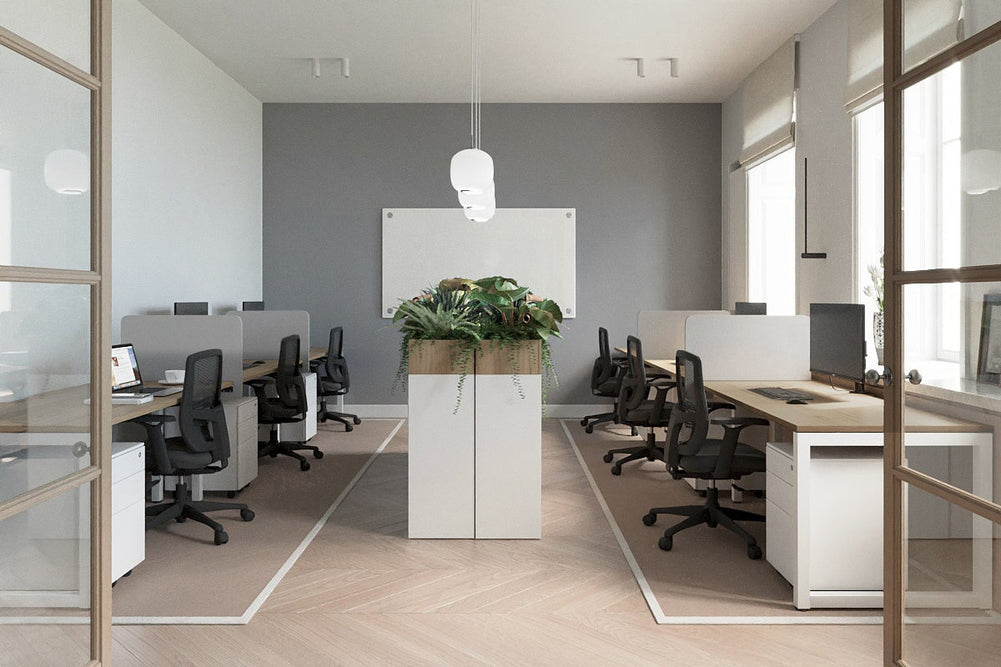 Quadro Loop Legs 3 Person Run Office Workstation [1400L x 800W with Cable Scallop]-black leg dark oak 