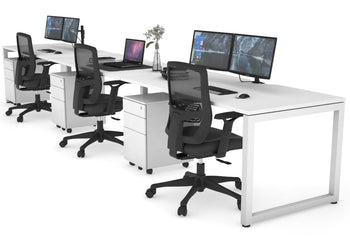 Quadro Loop Leg 3 Person Run Office Workstations [1600L x 800W with Cable Scallop] Jasonl white leg white 