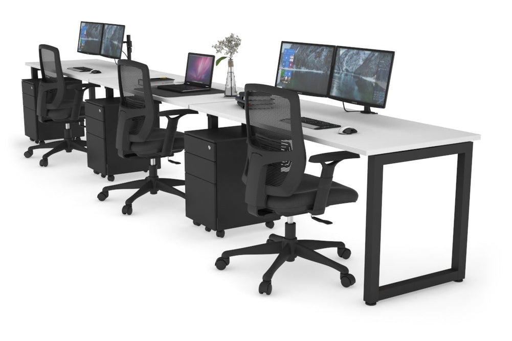 Quadro Loop Legs 3 Person Run Office Workstation [1800L x 700W]-black leg white 