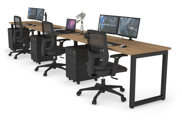 Quadro Loop Leg 3 Person Run Office Workstations [1800L x 700W] Jasonl black leg salvage oak 