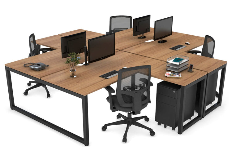 Quadro Loop Leg 4 Person Corner Workstations [1400L x 1800W with Cable Scallop] Jasonl black leg salvage oak none