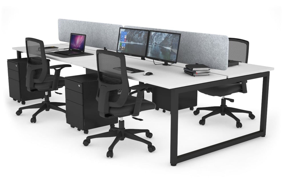Quadro Loop Legs 4 Person Office Workstation [1200L x 700W]-black leg white light grey acoustic panel (400H x 1200W)