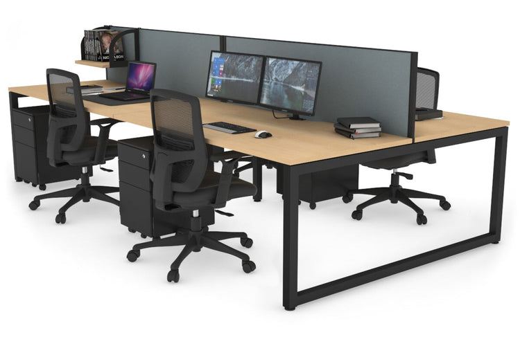 Quadro Loop Leg 4 Person Office Workstations [1200L x 800W with Cable Scallop] Jasonl black leg maple cool grey (500H x 1200W)