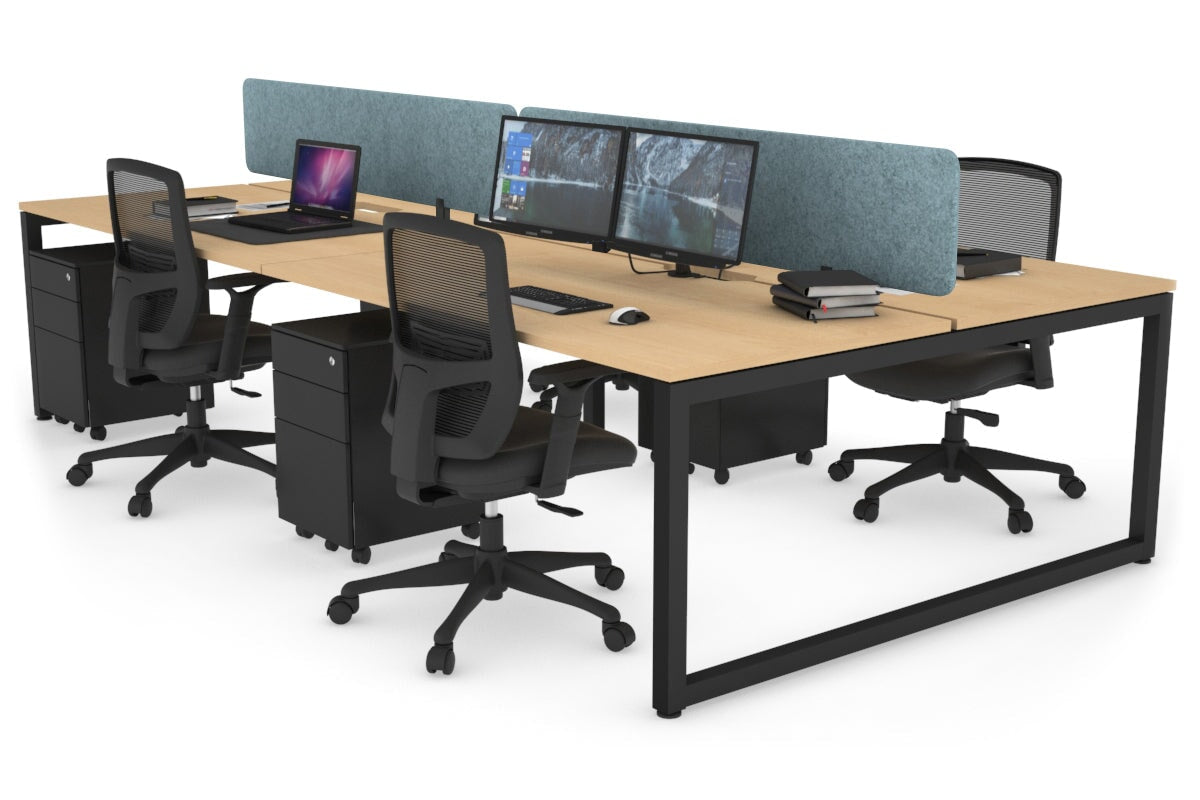 Quadro Loop Leg 4 Person Office Workstations [1200L x 800W with Cable Scallop] Jasonl black leg maple blue echo panel (400H x 1200W)