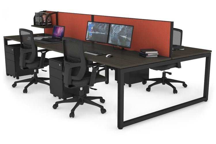 Quadro Loop Leg 4 Person Office Workstations [1200L x 800W with Cable Scallop] Jasonl black leg dark oak orange squash (500H x 1200W)