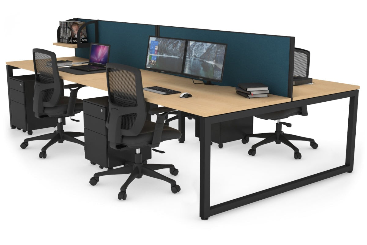 Quadro Loop Leg 4 Person Office Workstations [1200L x 800W with Cable Scallop] Jasonl black leg maple deep blue (500H x 1200W)