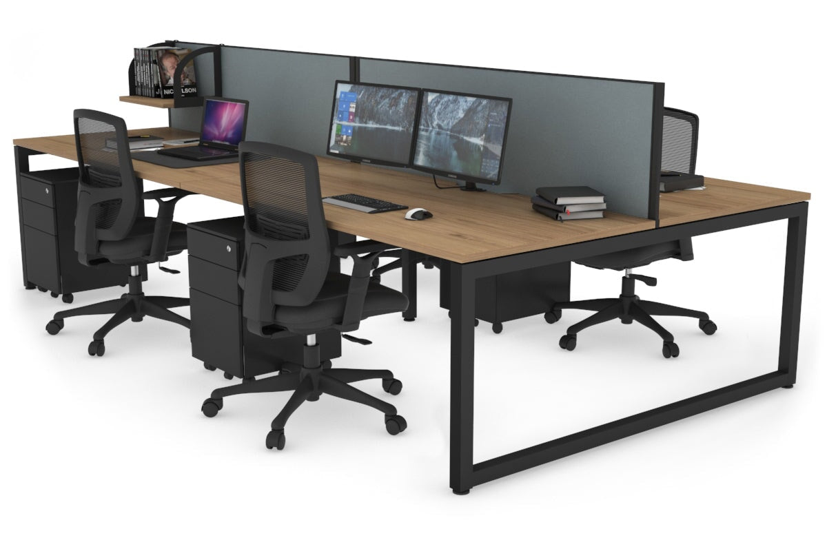 Quadro Loop Leg 4 Person Office Workstations [1200L x 800W with Cable Scallop] Jasonl black leg salvage oak cool grey (500H x 1200W)