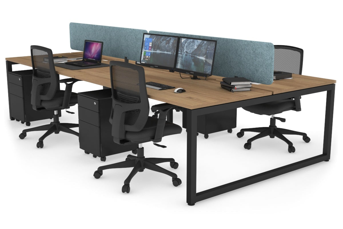 Quadro Loop Leg 4 Person Office Workstations [1200L x 800W with Cable Scallop] Jasonl black leg salvage oak blue echo panel (400H x 1200W)