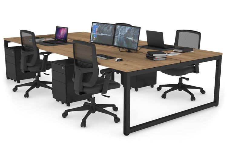 Quadro Loop Leg 4 Person Office Workstations [1200L x 800W with Cable Scallop] Jasonl black leg salvage oak none