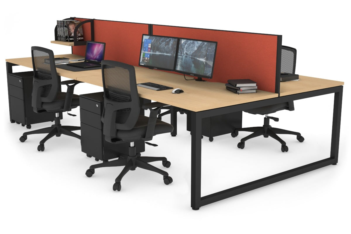 Quadro Loop Leg 4 Person Office Workstations [1200L x 800W with Cable Scallop] Jasonl black leg maple orange squash (500H x 1200W)