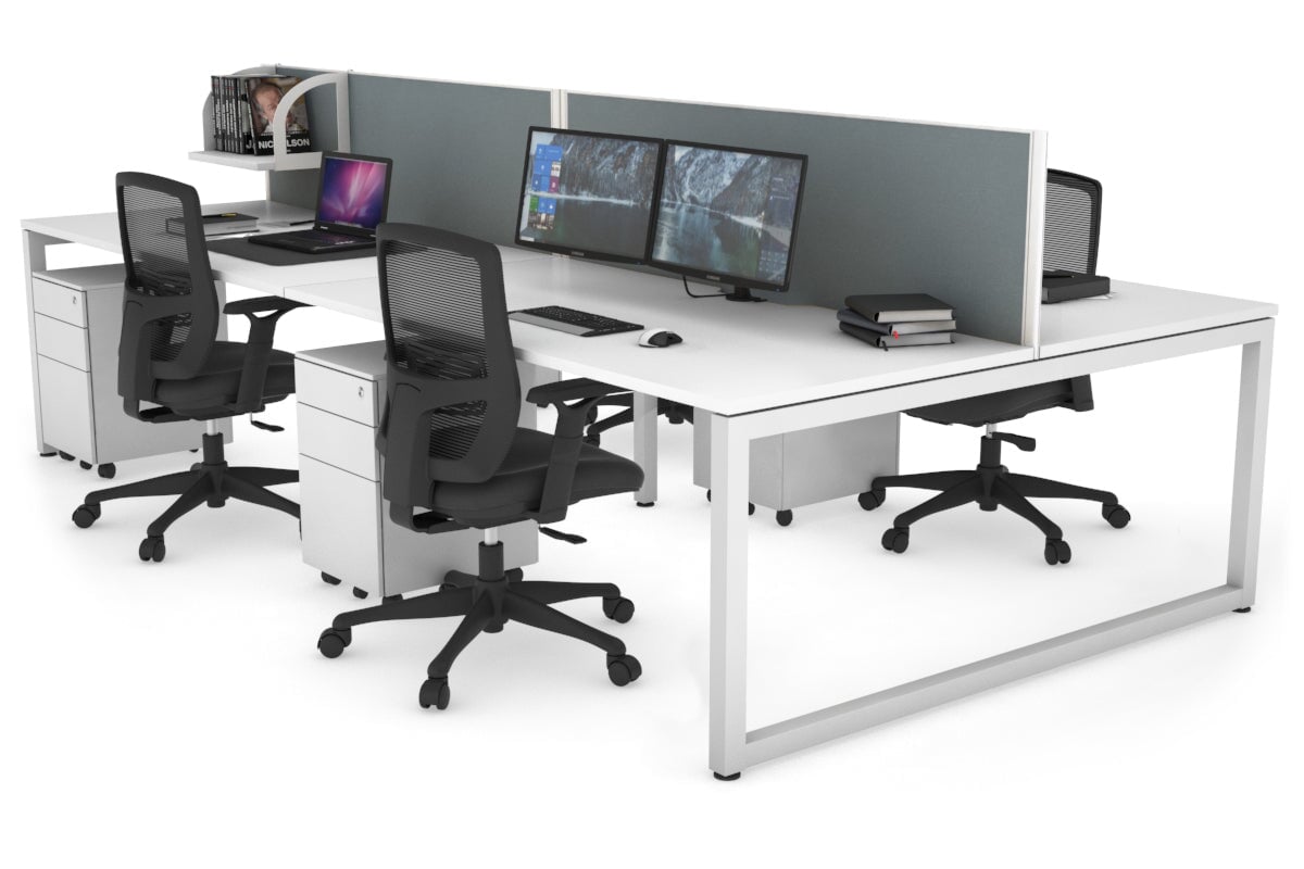 Quadro Loop Leg 4 Person Office Workstations [1200L x 800W with Cable Scallop] Jasonl white leg white cool grey (500H x 1200W)