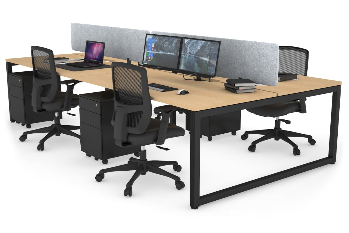 Quadro Loop Leg 4 Person Office Workstations [1200L x 800W with Cable Scallop] Jasonl black leg maple light grey echo panel (400H x 1200W)