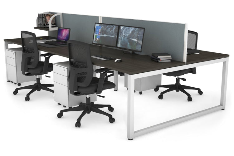 Quadro Loop Leg 4 Person Office Workstations [1200L x 800W with Cable Scallop] Jasonl white leg dark oak cool grey (500H x 1200W)