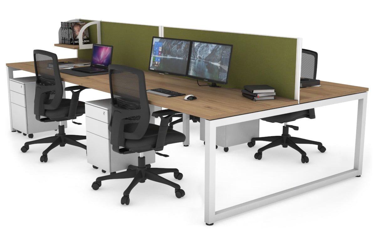 Quadro Loop Leg 4 Person Office Workstations [1200L x 800W with Cable Scallop] Jasonl white leg salvage oak green moss (500H x 1200W)