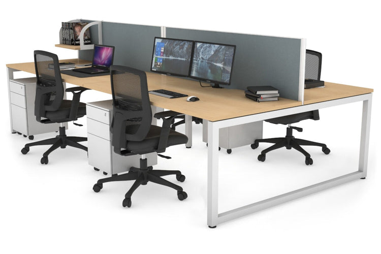Quadro Loop Leg 4 Person Office Workstations [1200L x 800W with Cable Scallop] Jasonl white leg maple cool grey (500H x 1200W)