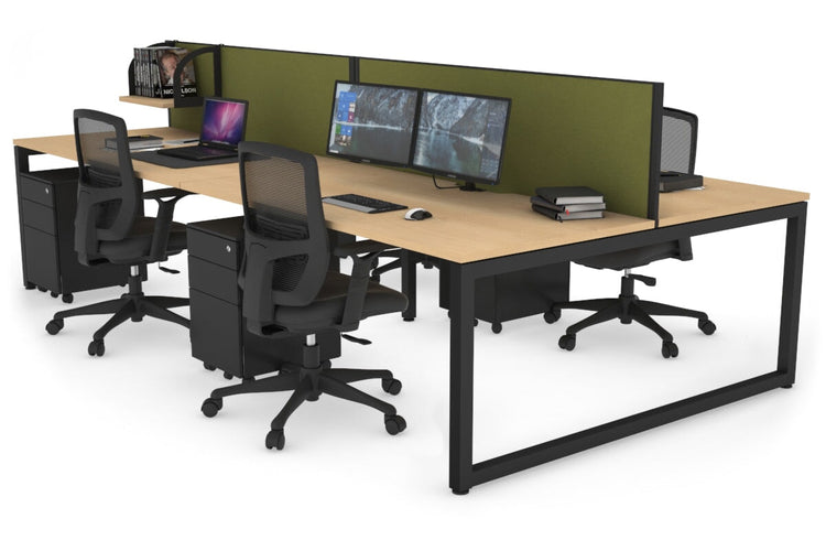 Quadro Loop Leg 4 Person Office Workstations [1200L x 800W with Cable Scallop] Jasonl black leg maple green moss (500H x 1200W)