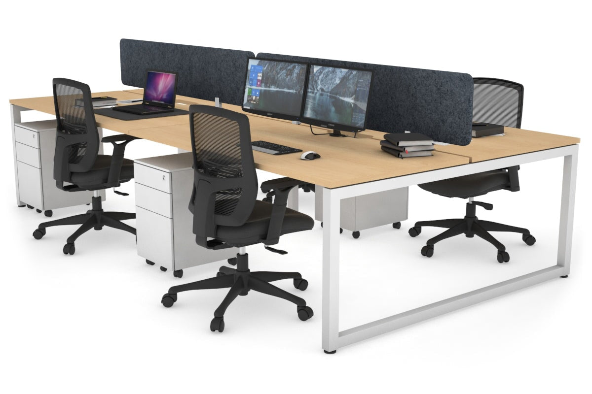 Quadro Loop Leg 4 Person Office Workstations [1200L x 800W with Cable Scallop] Jasonl white leg maple dark grey echo panel (400H x 1200W)