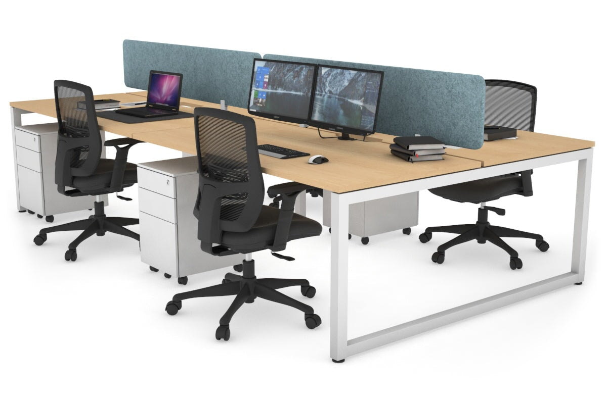 Quadro Loop Leg 4 Person Office Workstations [1200L x 800W with Cable Scallop] Jasonl white leg maple blue echo panel (400H x 1200W)