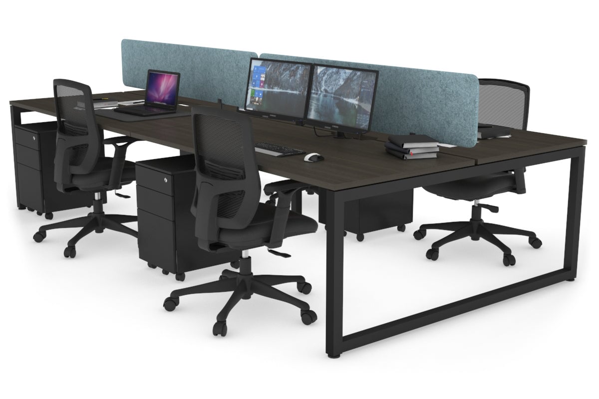 Quadro Loop Leg 4 Person Office Workstations [1200L x 800W with Cable Scallop] Jasonl black leg dark oak blue echo panel (400H x 1200W)