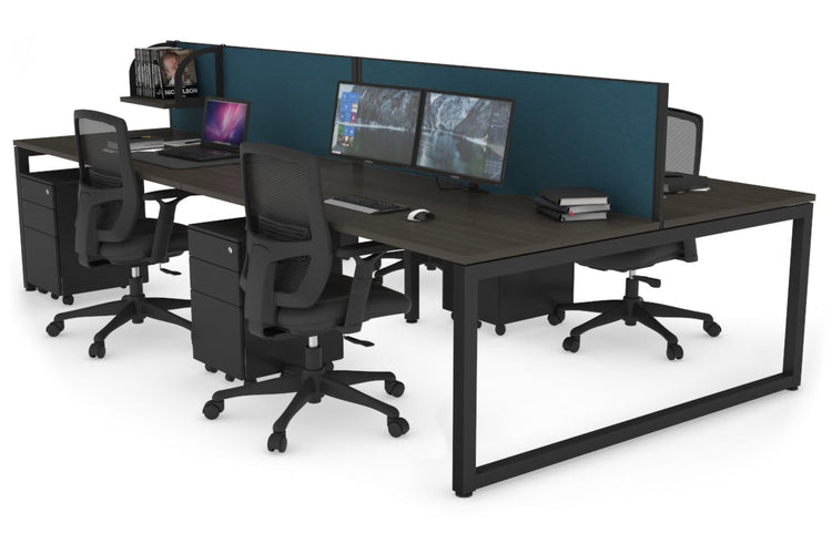 Quadro Loop Leg 4 Person Office Workstations [1200L x 800W with Cable Scallop] Jasonl black leg dark oak deep blue (500H x 1200W)