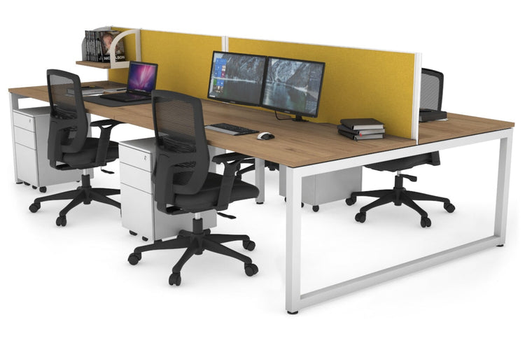 Quadro Loop Leg 4 Person Office Workstations [1200L x 800W with Cable Scallop] Jasonl white leg salvage oak mustard yellow (500H x 1200W)