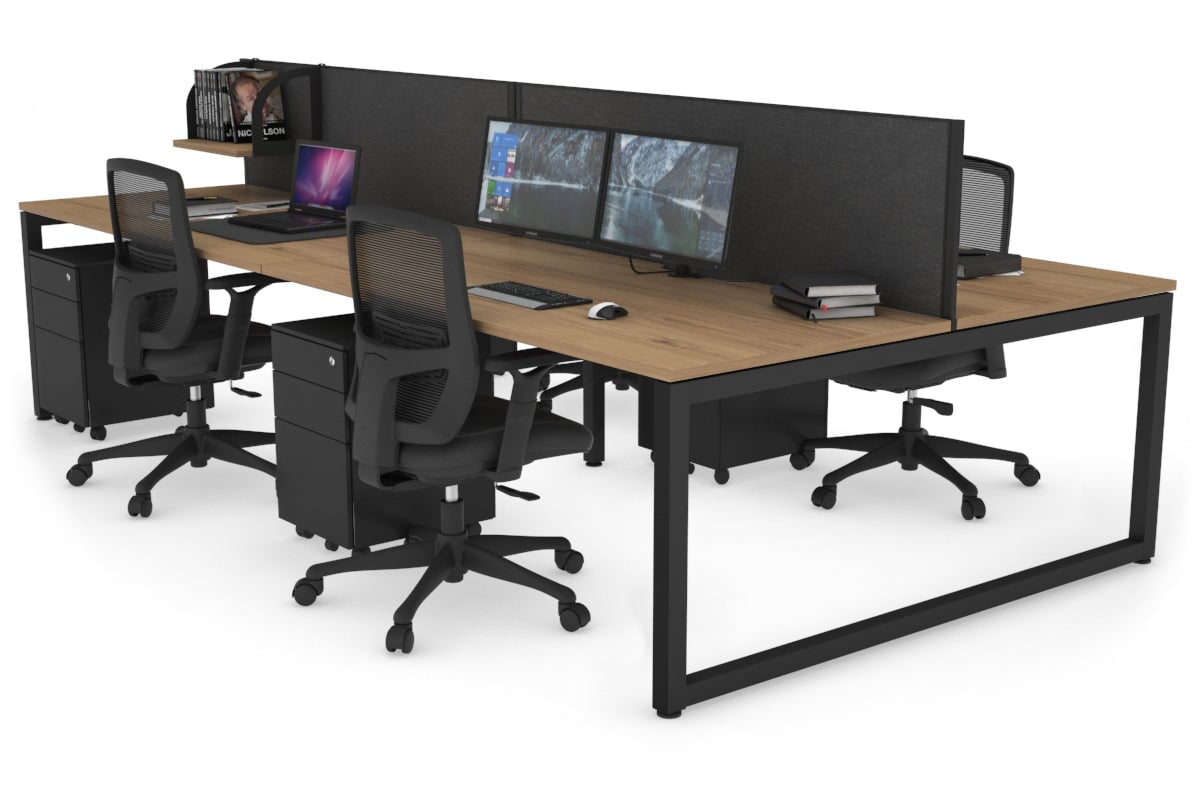Quadro Loop Leg 4 Person Office Workstations [1200L x 800W with Cable Scallop] Jasonl black leg salvage oak moody charcoal (500H x 1200W)