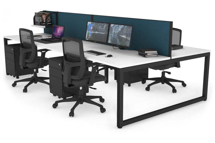 Quadro Loop Leg 4 Person Office Workstations [1200L x 800W with Cable Scallop] Jasonl black leg white deep blue (500H x 1200W)