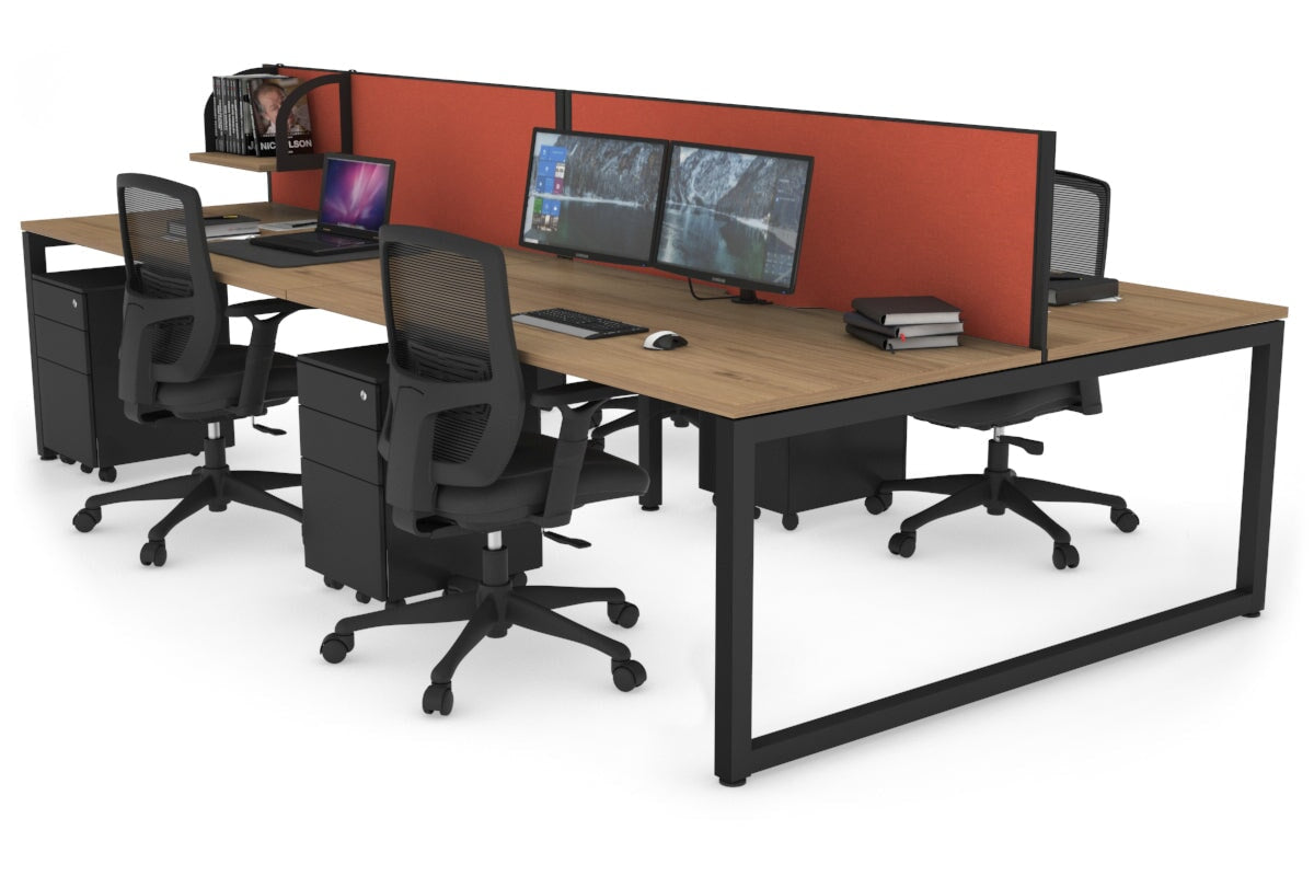 Quadro Loop Leg 4 Person Office Workstations [1200L x 800W with Cable Scallop] Jasonl black leg salvage oak orange squash (500H x 1200W)