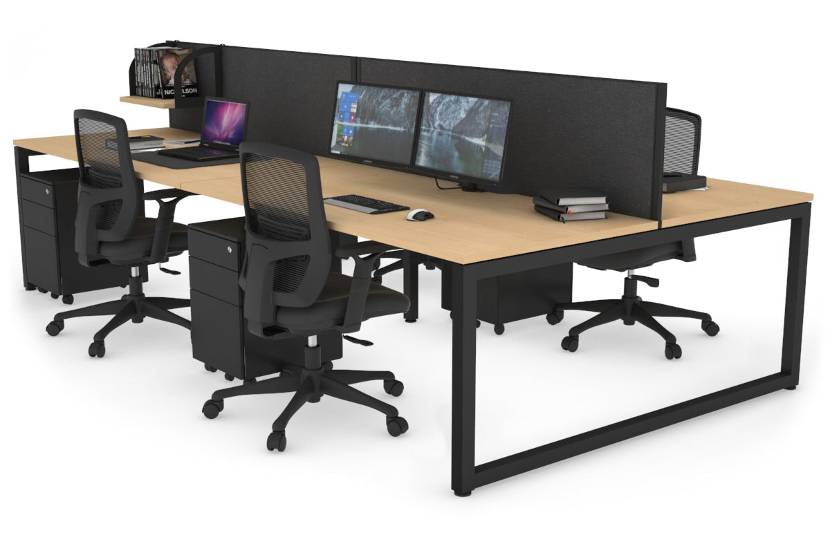 Quadro Loop Leg 4 Person Office Workstations [1200L x 800W with Cable Scallop] Jasonl black leg maple moody charcoal (500H x 1200W)