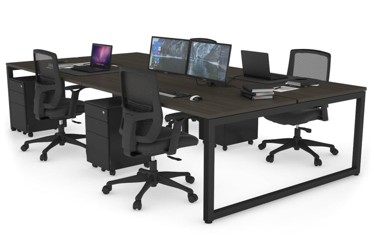 Quadro Loop Leg 4 Person Office Workstations [1200L x 800W with Cable Scallop] Jasonl black leg dark oak none