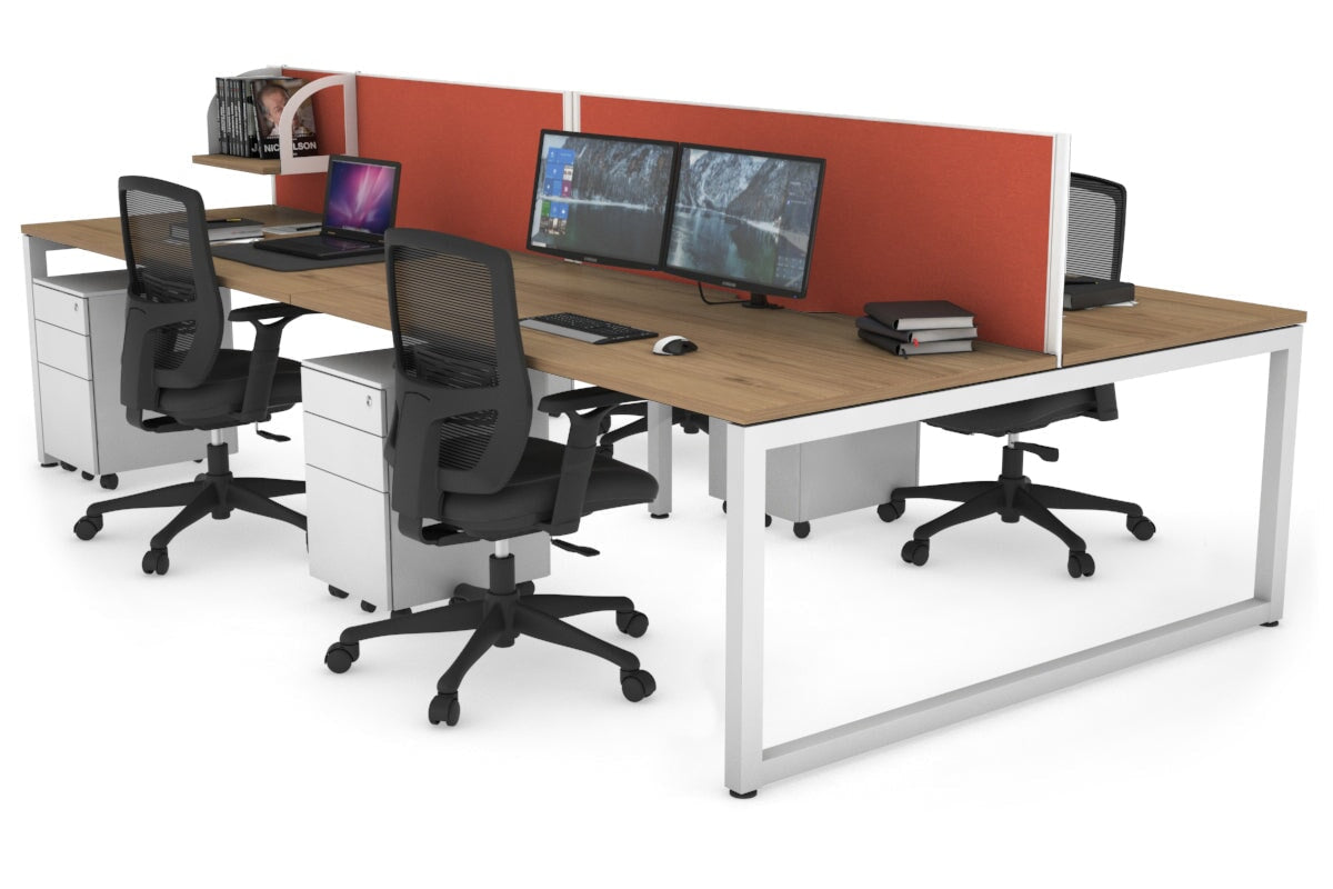 Quadro Loop Leg 4 Person Office Workstations [1200L x 800W with Cable Scallop] Jasonl white leg salvage oak orange squash (500H x 1200W)
