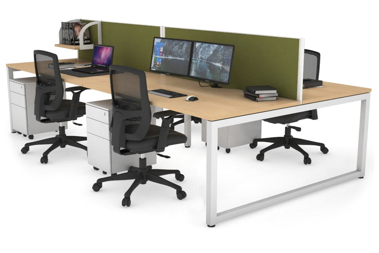 Quadro Loop Leg 4 Person Office Workstations [1200L x 800W with Cable Scallop] Jasonl white leg maple green moss (500H x 1200W)