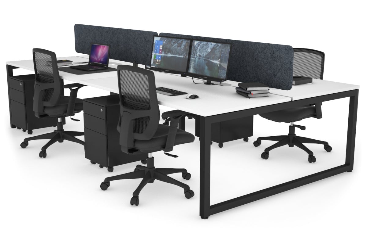 Quadro Loop Leg 4 Person Office Workstations [1200L x 800W with Cable Scallop] Jasonl black leg white dark grey echo panel (400H x 1200W)