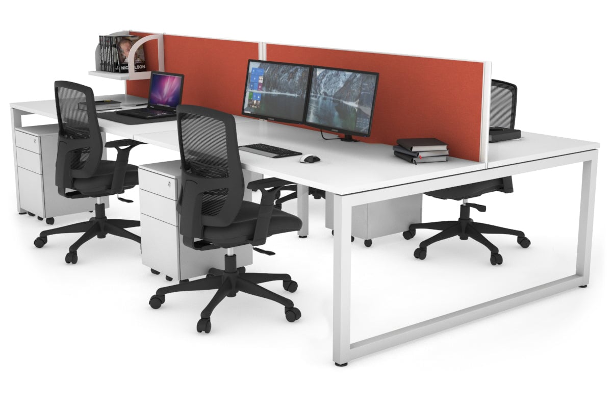 Quadro Loop Leg 4 Person Office Workstations [1200L x 800W with Cable Scallop] Jasonl white leg white orange squash (500H x 1200W)