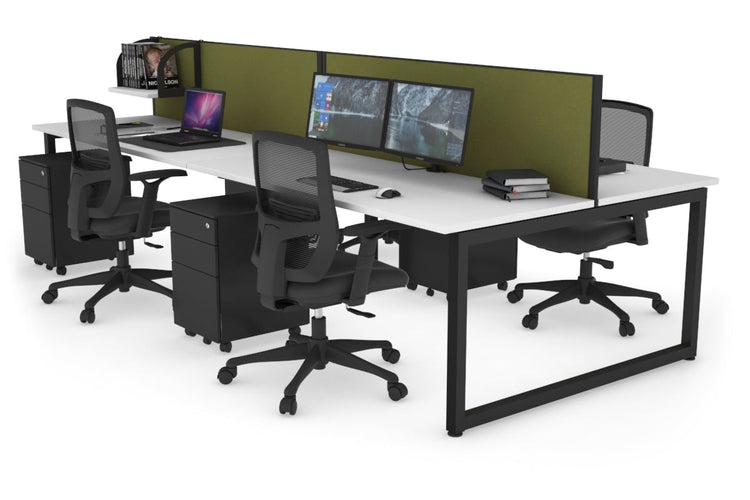 Quadro Loop Leg 4 Person Office Workstations [1400L x 700W] Jasonl black leg white green moss (500H x 1400W)