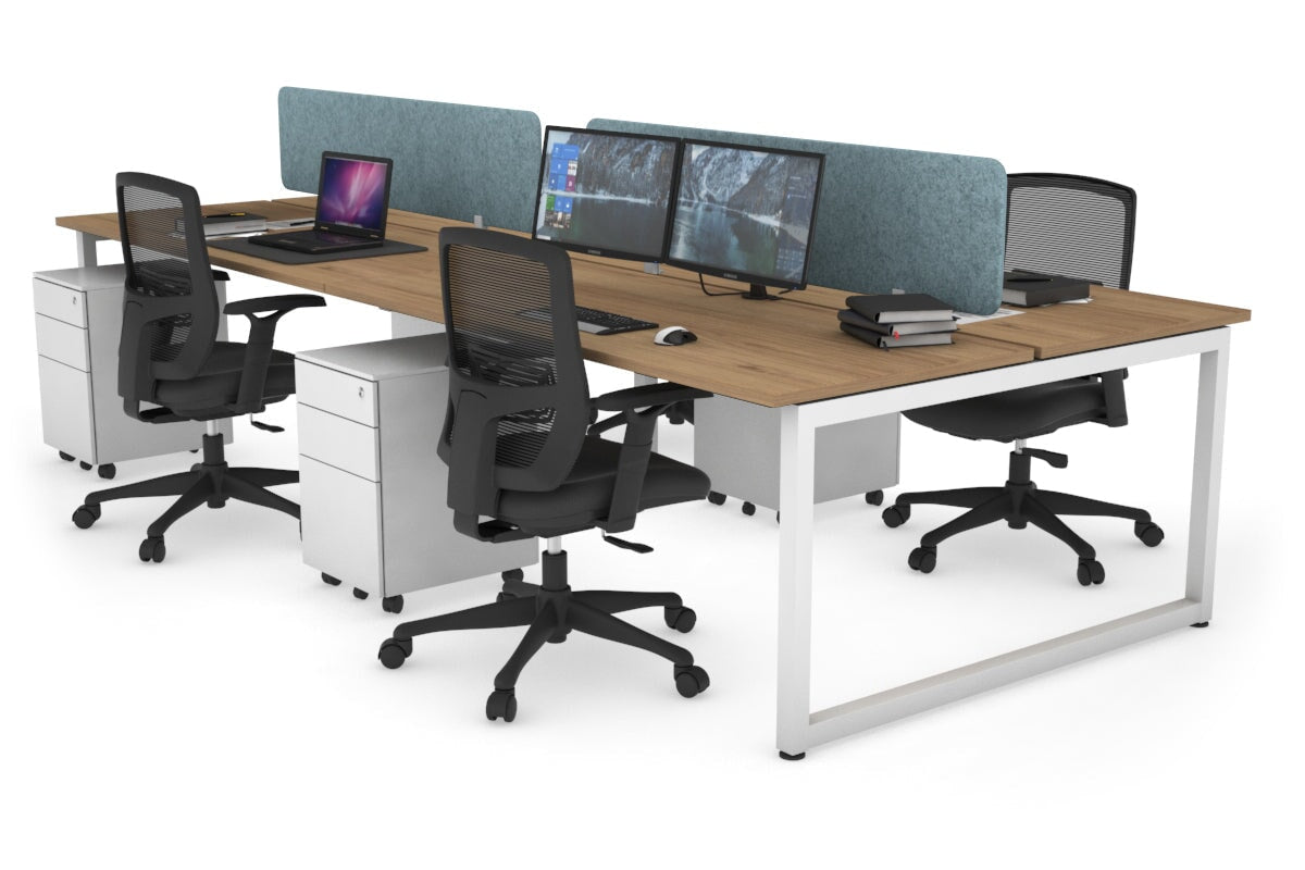 Quadro Loop Leg 4 Person Office Workstations [1400L x 700W] Jasonl white leg salvage oak blue echo panel (400H x 1200W)