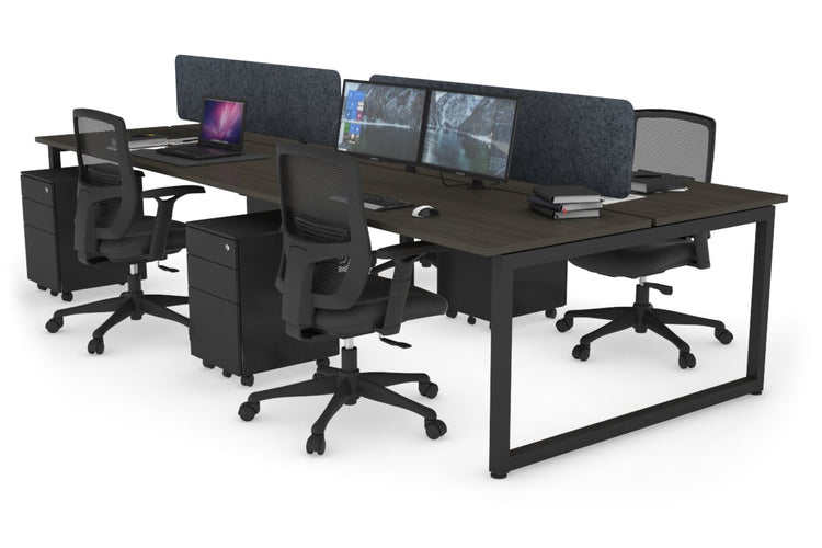 Quadro Loop Leg 4 Person Office Workstations [1400L x 700W] Jasonl black leg dark oak dark grey echo panel (400H x 1200W)